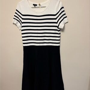 Women’s Talbots White and Black Striped Dress - LP